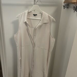 White Sleeveless Button-Up Dress